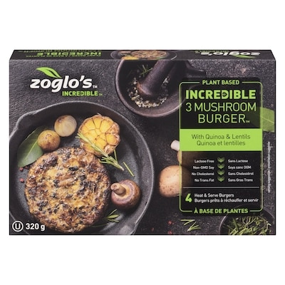 Zoglos Kosher Incredible 3 Mushroom Burger 320 g, $1.81/100g