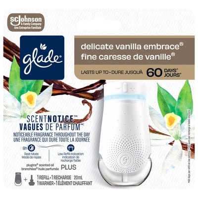 Glade Branchées Plus Huile parfumée nécessaire de départ un élément chauffant et une recharge, Fine Caresse de vanille 1 ea, 12,99 $/1ch