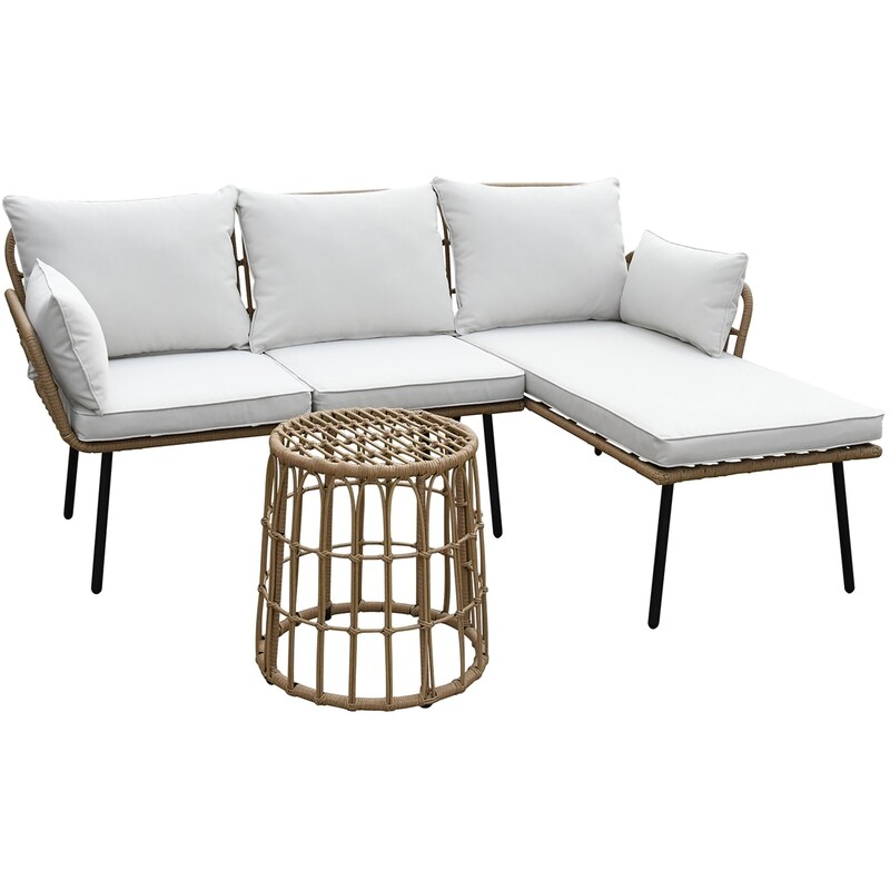 3 piece white wicker patio set