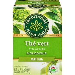 Traditional Medicinals Thé vert avec riz grillé matcha biologique 16 ea, 0,39 $/1ch