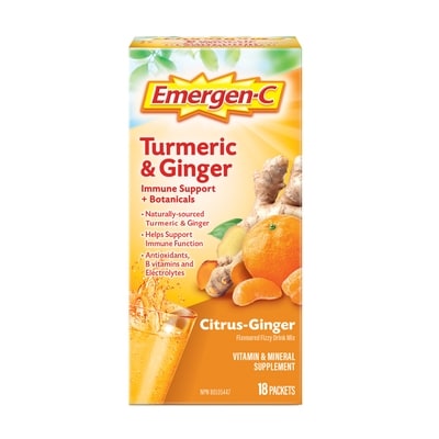 Emergen-C Supplément de vitamines et de minéraux curcuma et gingembre agrumes et gingembre 18 ea, 0,90 $/1ch