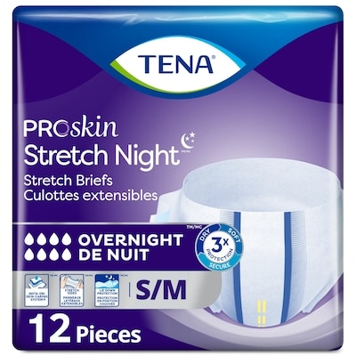 TENA Proskin Culottes ajustables pour incontinence Stretch, absorption Super, Moyen, 12 unités 12 ea, 1,75 $/1ch