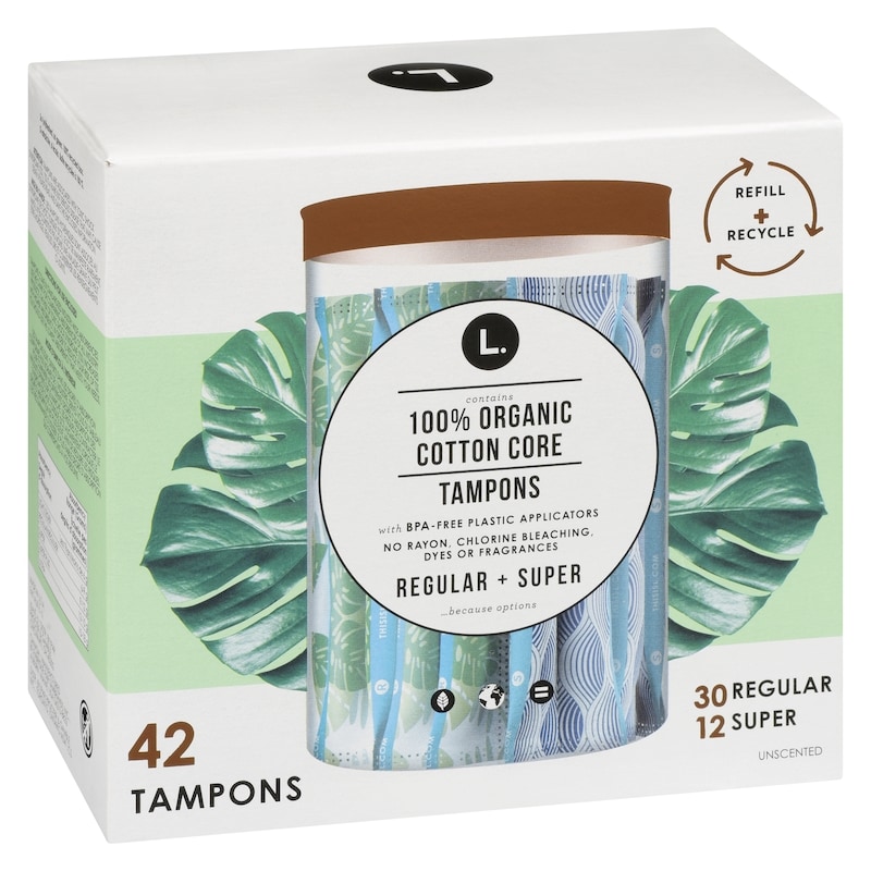 Cotton Tampons Regular/Super Absorbency Multipack, Free from Chlorine Bleaching, Pesticides, Fragrances, or Dyes, 42 Count