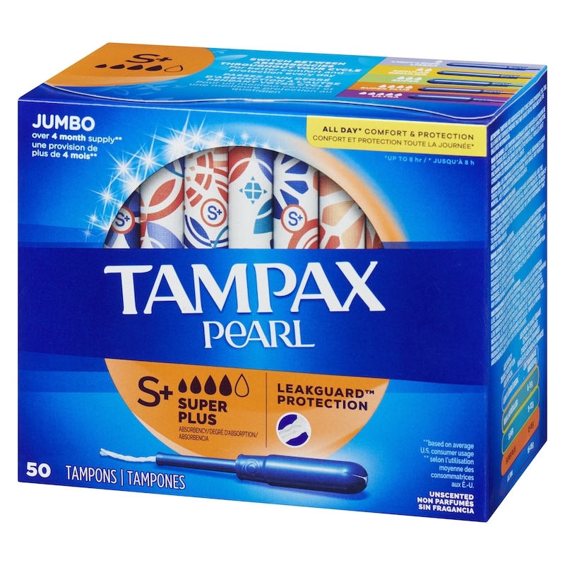 Pearl Tampons, with LeakGuard Braid, Super Plus Absorbency, Unscented, 50 Count.