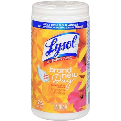 Lysol Disinfecting Wipes - Brand New Day™ Mango and Hibiscus, 75 ct 75 ea, $0.11/1ea