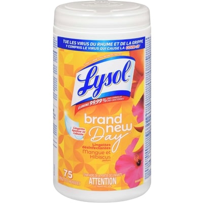 Lysol Lingettes désinfectantes, mangue et hibiscus, 75 ct 75 ea, 0,08 $/1ch