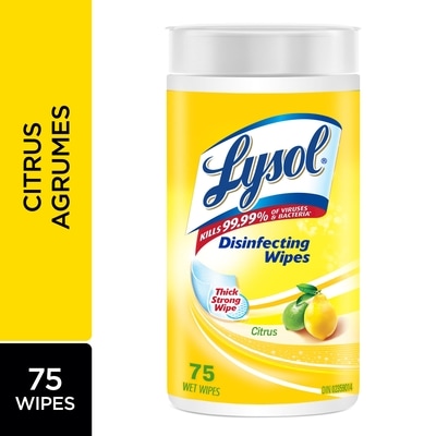 Lysol lingettes désinfectantes, aux agrumes 75 ea, 0,08 $/1ch