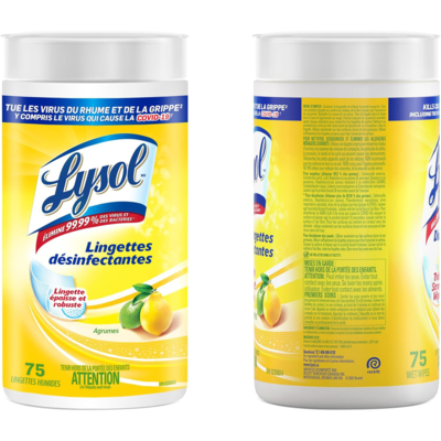 lingettes désinfectantes, aux agrumes