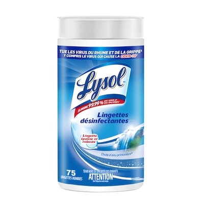 Lysol lingettes désinfectantes, Chute d’eau printanière 75 ea, 0,11 $/1ch