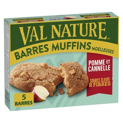 Nature Valley Barres Muffins Moelleuse, Pomme et Cannelle, Barre à Emporter, 5 Barres 175 g, 2,28 $/100g