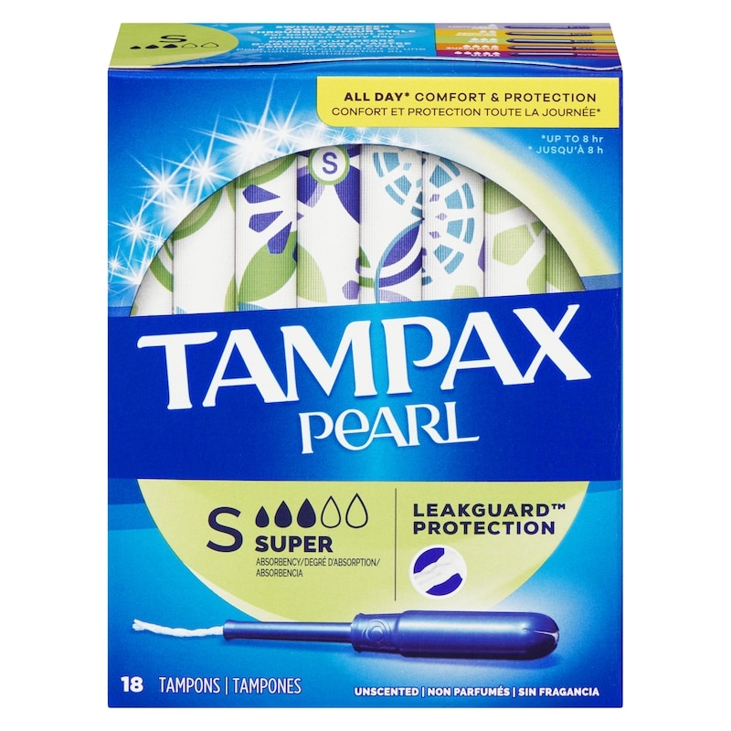 Pearl Tampons, with LeakGuard Braid, Super Absorbency, Unscented, 18 Count