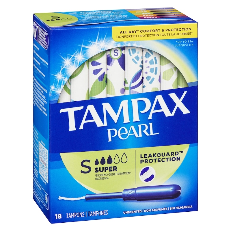 Pearl Tampons, with LeakGuard Braid, Super Absorbency, Unscented, 18 Count