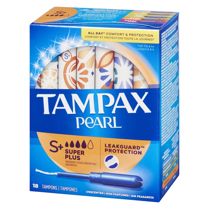 Pearl Tampons, with LeakGuard Braid, Super Plus Absorbency, Unscented, 18 Count.