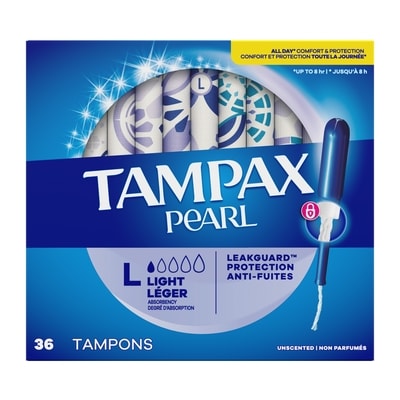 Tampax Pearl Tampons, with LeakGuard Braid, Light Absorbency, Unscented, 36 Count. 36 ea, $0.33/1ea