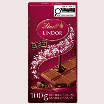 Lindt LINDOR Double Chocolate Bar 100 g, $3.99/100g