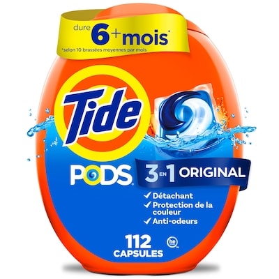 Tide Détergent à lessive Tide Pods, parfum Original, 112 capsules 112 ea, 0,29 $/1ch