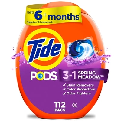 Tide Tide Pods Liquid Laundry Detergent pacs, Spring Meadow Scent, 112 count 112 ea, $0.28/1ea