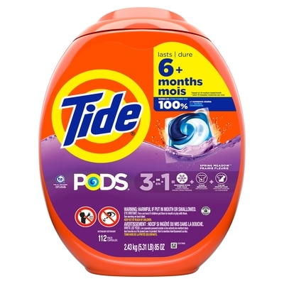 Tide Capsules de détergent à lessive PODS, parfum Prairie fleurie, 112 capsules 112 ea, 0,27 $/1ch