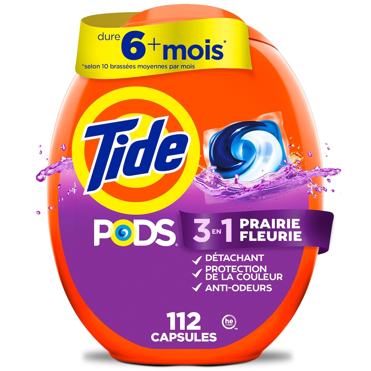 Tide Capsules de détergent à lessive liquide Tide Pods, parfum Spring Meadow, 112 capsules 112 ea, 0,34 $/1ch