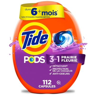 Tide Capsules de détergent à lessive liquide Tide Pods, parfum Spring Meadow, 112 capsules 112 ea, 0,29 $/1ch
