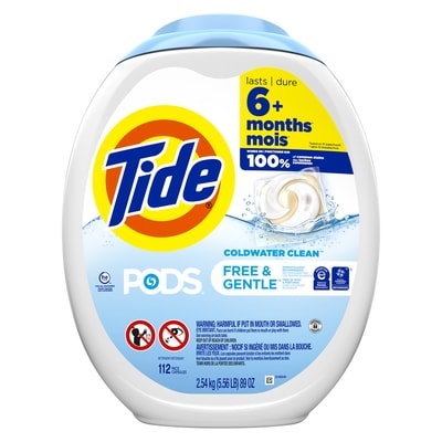 Tide Detergent Pods Free & Gentle, 112 count 112 ea, $0.29/1ea