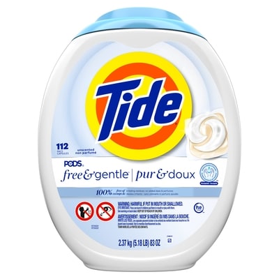 Tide Détergent pods Free & Gentle, 112 pacs 112 ea, 0,34 $/1ch