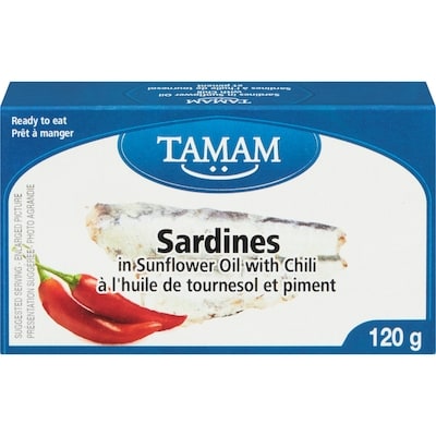 Tamam Sardines In Sunflower Oil With Chili 120 g, $1.66/100g
