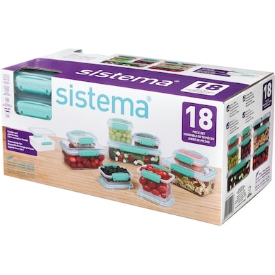 Sistema Klip It Food Storage Containers, Accents Collection, Teal, 18-Piece Set 1 ea, $30.00/1ea