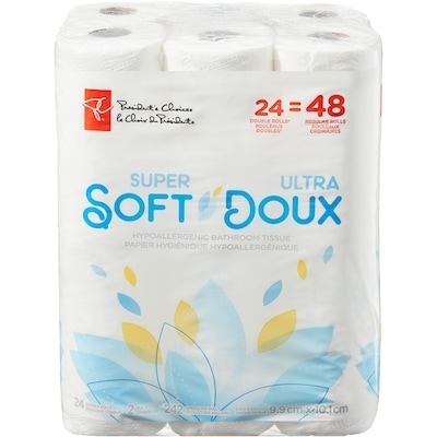 President's Choice Super Soft Hypoallergenic Bathroom Tissue 24 Pack 24 ea, $0.79/1ea