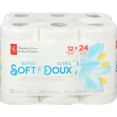President's Choice Super Soft Hypoallergenic Bathroom Tissue 12 Pack 12x1.0 ea, $0.03/1ea