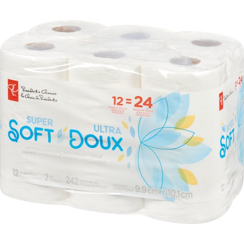 Super Soft Hypoallergenic Bathroom Tissue 12 Pack