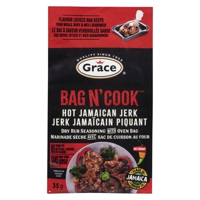 Grace Bag n' cook marinade sèche avec sac de cuisson au four jerk jamaïcain piquant 35 g, 5,69 $/100g
