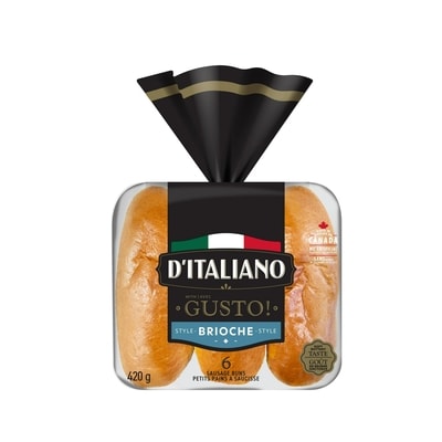 D’Italiano Petits pains à saucisse style brioche Gusto! 420 g, 0,95 $/100g