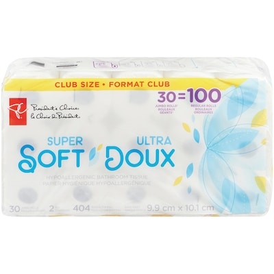 President's Choice Super Soft Hypoallergenic Bathroom Tissue Club Pack 30 ea, $0.67/1ea