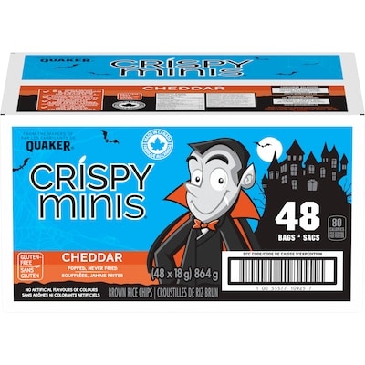 Quaker Crispy Minis Halloween Cheddar Multi Pack 48 bags x18g 864 g, $1.97/100g