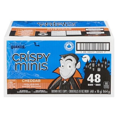 Quaker Crispy Minis Brown Rice Chips Cheddar 864 g, $1.97/100g