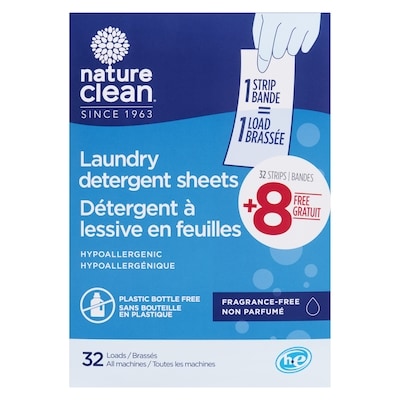Nature Clean Laundry Detergent Strips fragrance-Free 32 ea, $0.25/1ea