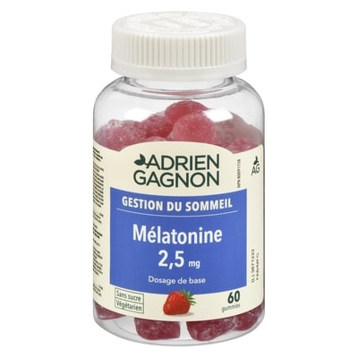 Santé naturelle Mélatonine gummy sans sucre 2.5 mg 60 ea, 0,24 $/1ch