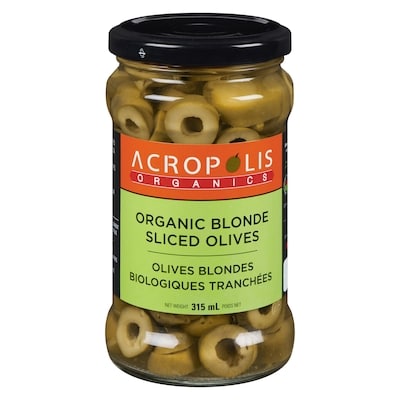 Acropolis Olives blondes biologiques tranchées 315 ml, 2,54 $/100ml