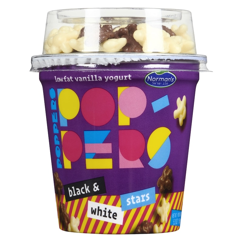Poppers Low Fat Vanilla Yogurt Black & White Stars