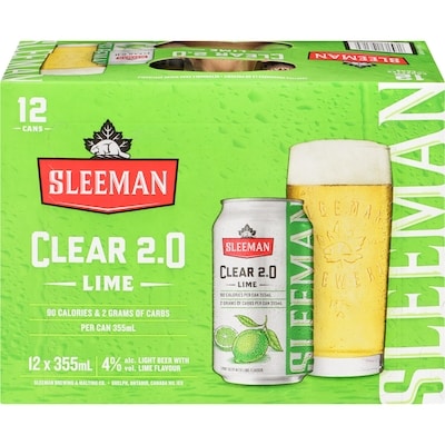Sleemans Clear 2.0 bière légère à l'arôme de lime lime (Pièce d’identité requise au moment du ramassage) 12x355.0 ml, 0,56 $/100ml