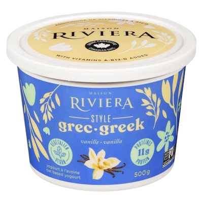 Riviera Oat-based Greek Vegan Vanilla Bean 500 g, $1.50/100g