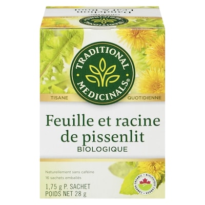 Traditional Medicinals Sachets emballés feuille et racine de pissenlit biologique 16 ea, 0,44 $/1ch