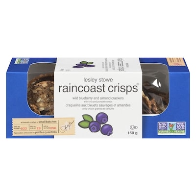 Lesley Stowe's Raincoast Crisps Wild Blueberry And Almond Crackers With Chia And Pumpkin Seeds 150 g, $5.33/100g