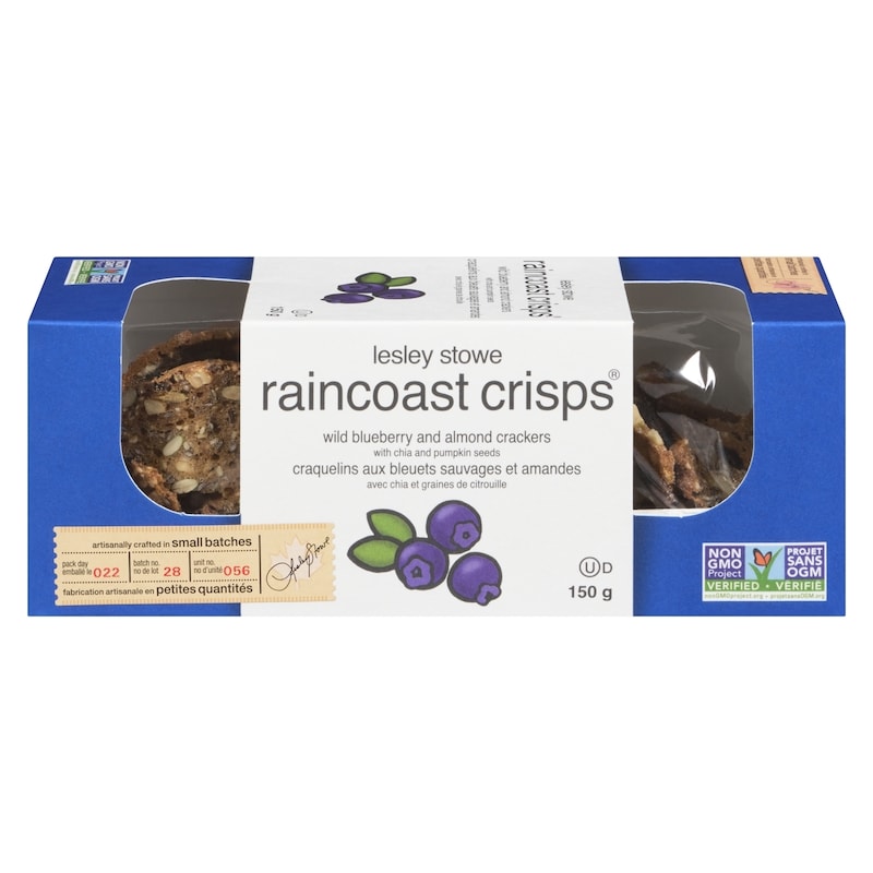 Raincoast Crisps Wild Blueberry And Almond Crackers With Chia And Pumpkin Seeds