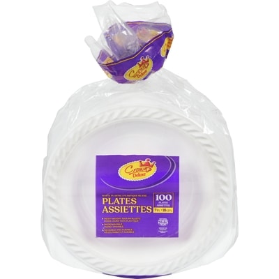 Crown Prince Assiettes plastique blanc 100x1.0 ea, 0,09 $/1ch