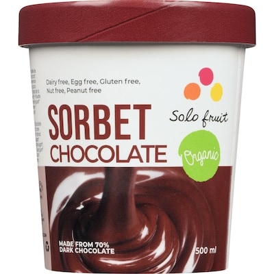 Solo Fruits   Sorbet au chocolat solf bio 500 ml, 1,40 $/100ml