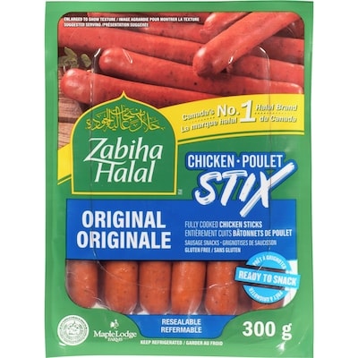Zabiha Halal Sausage Snacks Original Fully Cooked Chicken Sticks 300 g, $2.83/100g