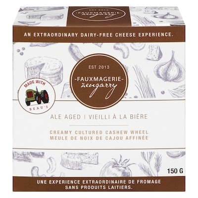 Fauxmagerie Zengarry Creamy Cultured Cashew Wheel Ale Aged 150 g, $7.99/100g