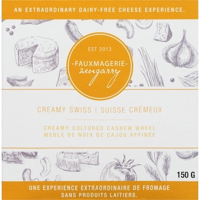Fauxmagerie Zengarry Creamy Cultured Cashew Wheel Creamy Swiss 150 g, $7.99/100g